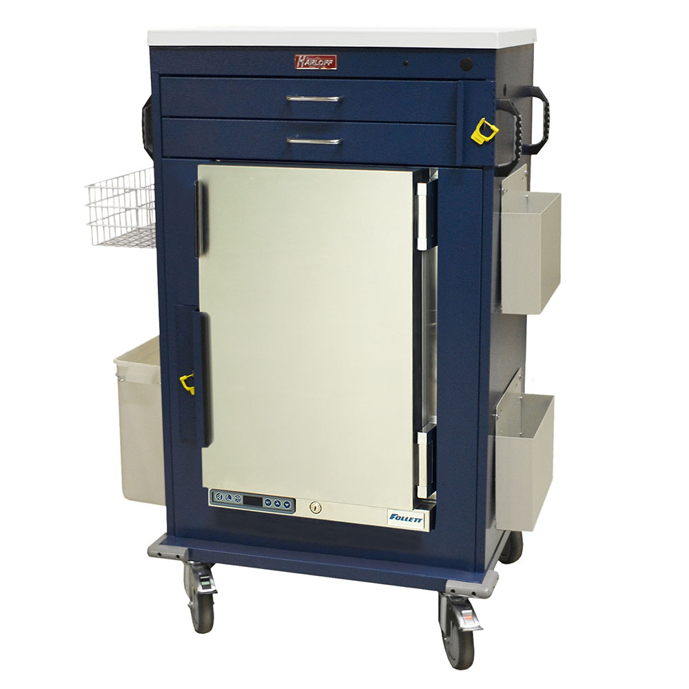 Harloff Malignant Hyperthermia Treatment Cart with 1.8 Cubic Feet Medical Grade Refrigerator, Two Drawers, Breakaway Lock, MH5200B
