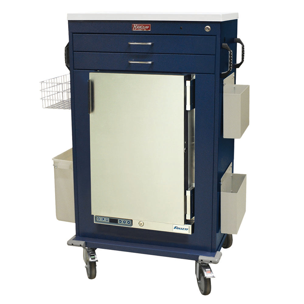 Harloff Malignant Hyperthermia Cart with 1.8 Cubic Feet Medical Grade Refrigerator, Two Drawers, Key Lock, MH5200K