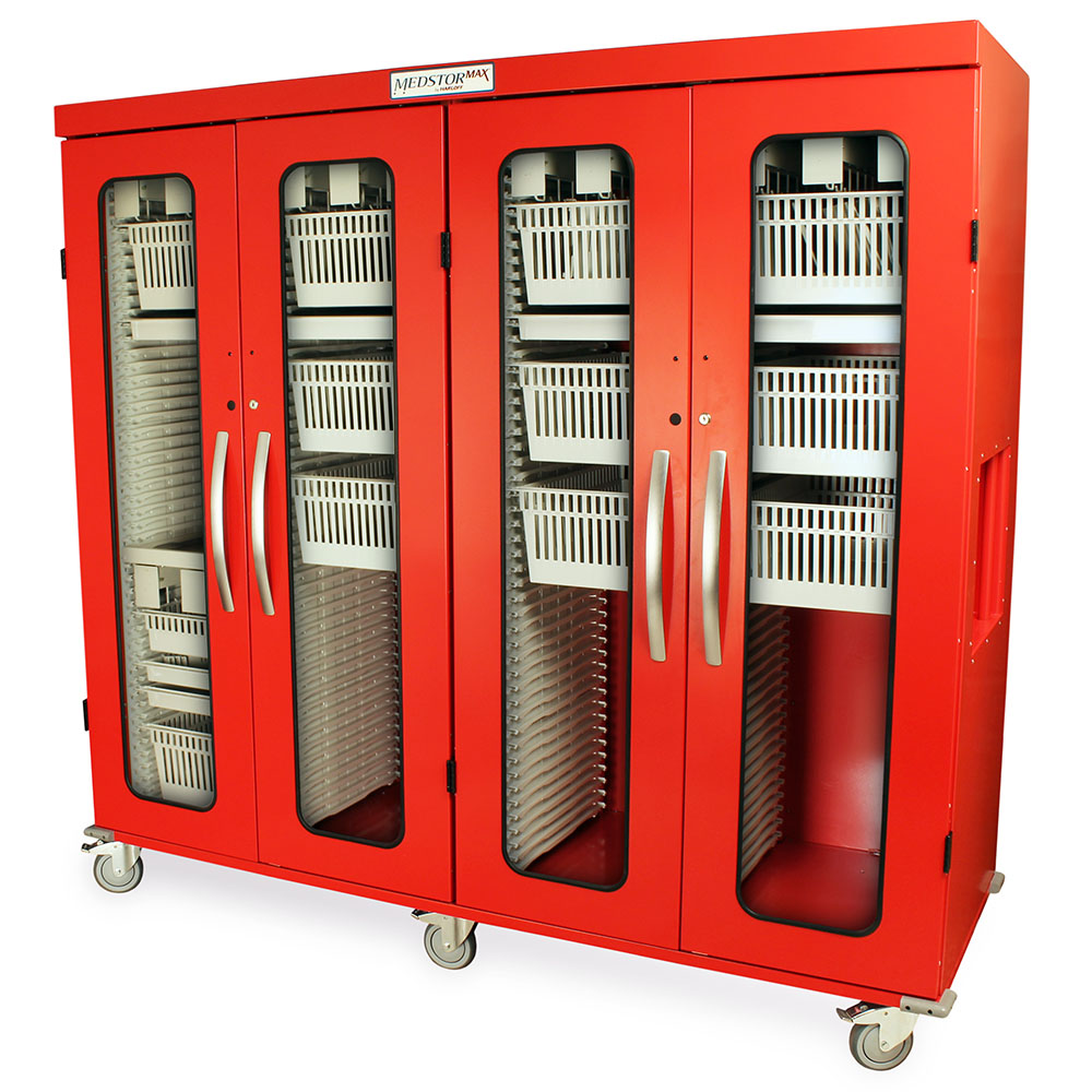 Harloff Quad Column Medical Storage Cabinet, Glass Doors, Key Lock, MSPM84-00GK