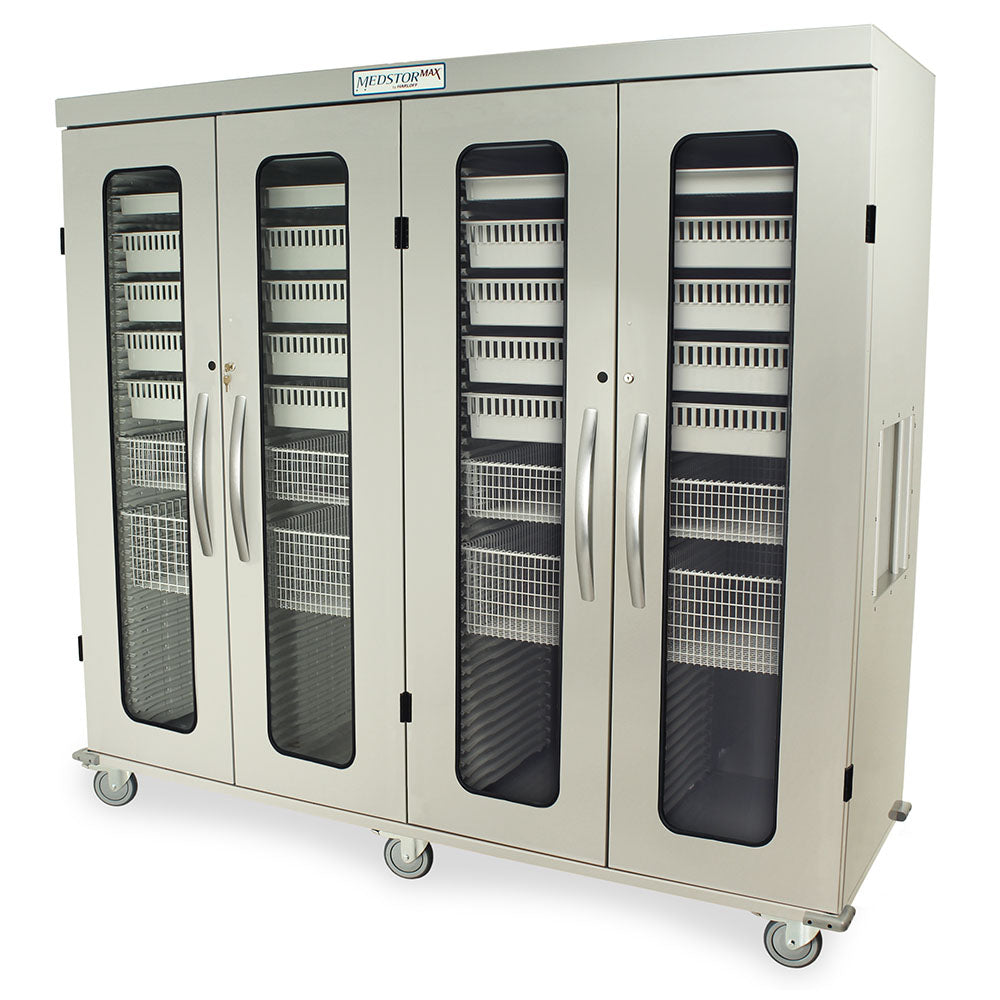 Harloff Quad Column Medical Storage Cabinet, Glass Doors, Key Lock, MSPM84-00GK