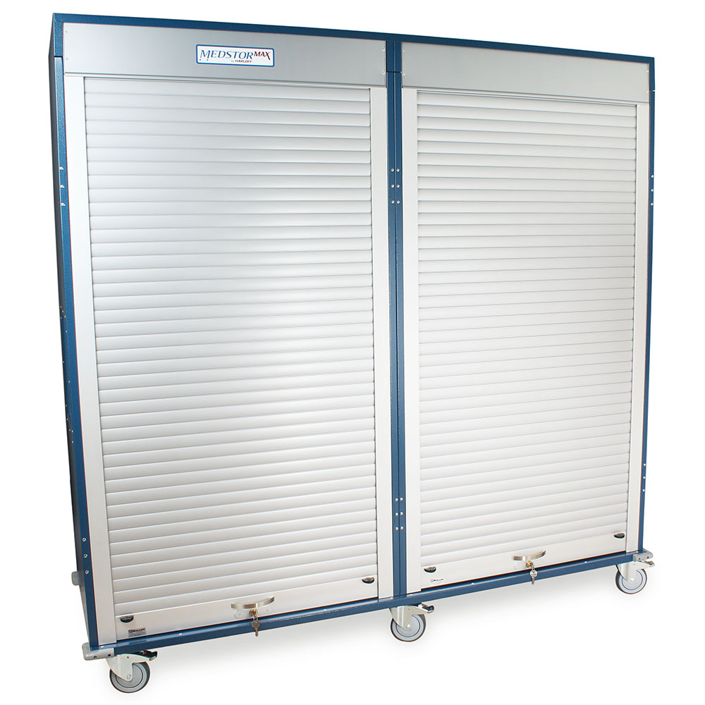 Harloff Quad Column Medical-Grade Storage Cabinet, Tambour Door, Key Lock, MSPM84-00TK