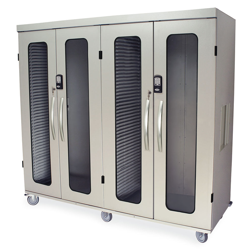 Harloff Quad Column Medical Storage Cabinet with Double Wide Open Columns, Glass Doors, Electronic Keypad Lock, MSPM84-20GEK