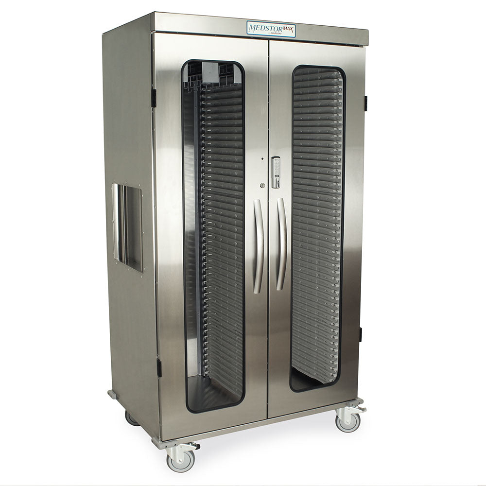 Harloff Double Column Medical Storage Cabinet, Stainless, Glass Doors, E-Lock, MSSM82-00GE