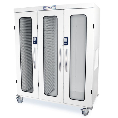 Harloff Triple Column Storage Cabinet with Double Wide Open Right Column, Glass Doors, Electronic Keypad Lock, MSPM83-L0GEK