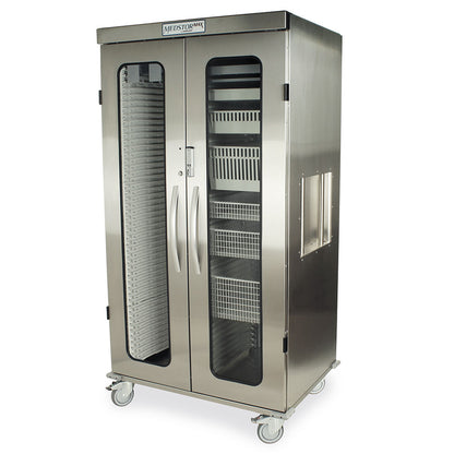 Harloff Double Column Medical Storage Cabinet, Stainless, Glass Doors, E-Lock, MSSM82-00GE
