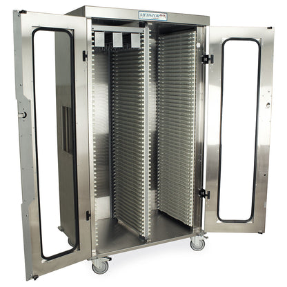 Harloff Double Column Medical Storage Cabinet, Stainless, Glass Doors, E-Lock, MSSM82-00GE