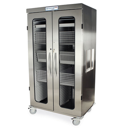 Harloff Double Column Medical Storage Cabinet, Stainless, Glass Doors, Key Lock, MSSM82-00GK