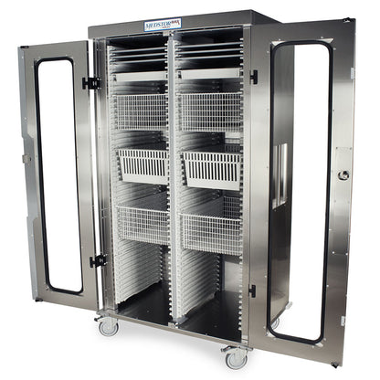 Harloff Double Column Medical Storage Cabinet, Stainless, Glass Doors, Key Lock, MSSM82-00GK