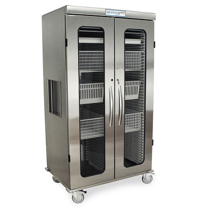 Harloff Double Column Medical Storage Cabinet, Stainless, Glass Doors, Key Lock, MSSM82-00GK