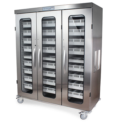 Harloff Triple Column Medical Storage Cabinet, Stainless, Glass Doors, Key Lock, MSSM83-00GK